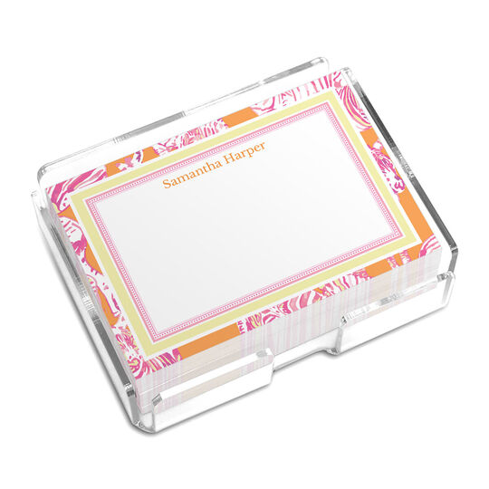 Pink and Orange Zebra Inner Border 4x3 Post-it® Notes